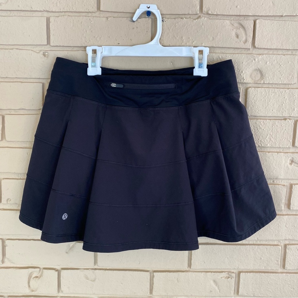 Lululemon Black 15" Pace Rival Skirt 4-Way Stretch Skort Golf Tennis Sz 6 Tall - Picture 2 of 8
